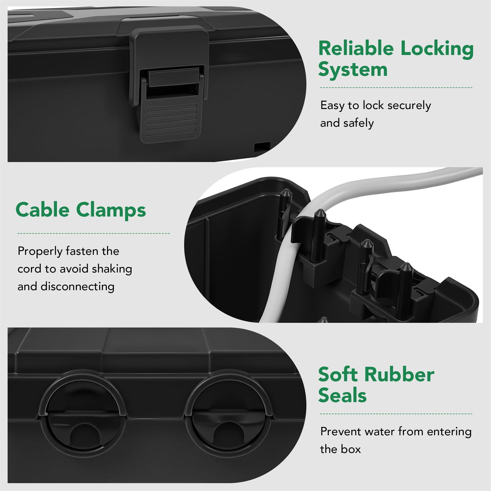 6Port Weather proof Electrical Box Junction Box Heavy Duty PP Construction Outdoor Use for Lighting Chargers Pool