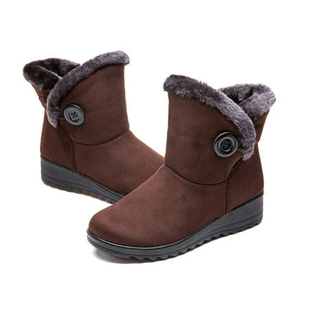 

Women Winter Warm Ankle Snow Boots Plush Lined Buckle Slip On Soft Loafers New