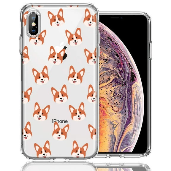 MUNDAZE For Apple iPhone XS Max Shiba Inu Polkadots Design Double Layer Phone Case Cover