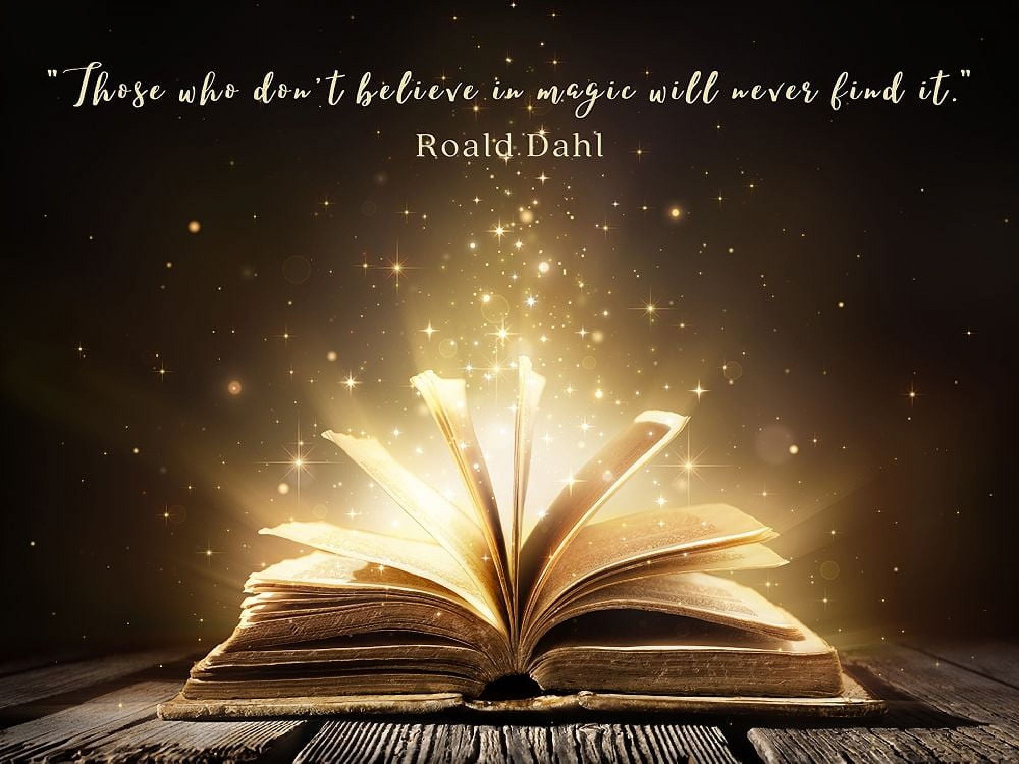 ArtsyQuotes 24x19 Black Ornate Wood Framed with Double Matting Museum Art  Print Titled - Roald Dahl Quote: Believe in Magic, image size:2000x1500