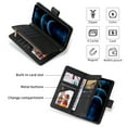 thumbnail image 3 of Decase for Samsung Galaxy S23 Ultra Wallet Case with Card Holder, PU Leather Kickstand Card Slots Adjustable Crossbody Lanyard Zipper Magnetic Flip Shockproof Cover Case 6.8 Inch, Black, 3 of 9