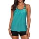thumbnail image 1 of Tankini push up con espalda en T, estampado de rayas y tirantes, con pantalones cortos para mujer, 1 of 5