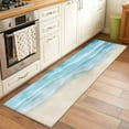 thumbnail image 2 of Blue Beige Waves 2'x6' Runner Rugs for Hallway Kitchen Bedside Non Slip Washable, Summer Beach Coastal Nautical Ocean Entryway Rug Runners with Rubber Backing, Long Carpet Runner for Laundry Room, 2 of 8