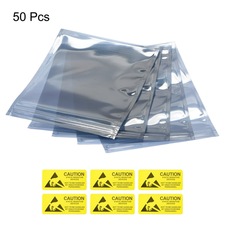 50x ESD Antistatikbeutel Wiederverschließbar – 5 Größen, Für PC Teile, RAM, GPU, Motherboards – Silberne Metallfolie