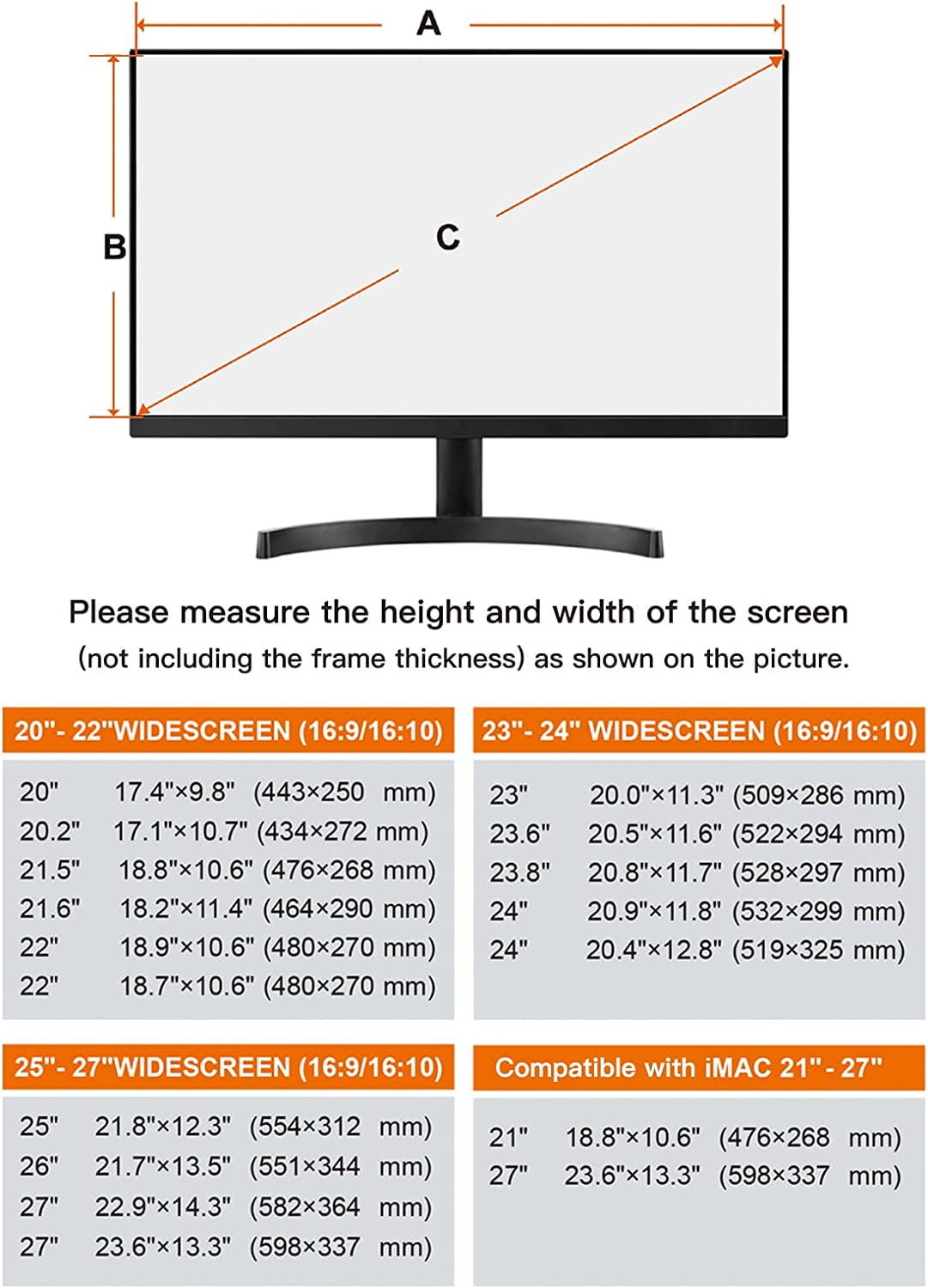 FiiMoo 25-27 Pollici Computer Universale Filtro Anti Luce Blu, Pellicola  Filtrante Anti-UV per la Protezione degli Occhi per Monitor& Desktop PC 25