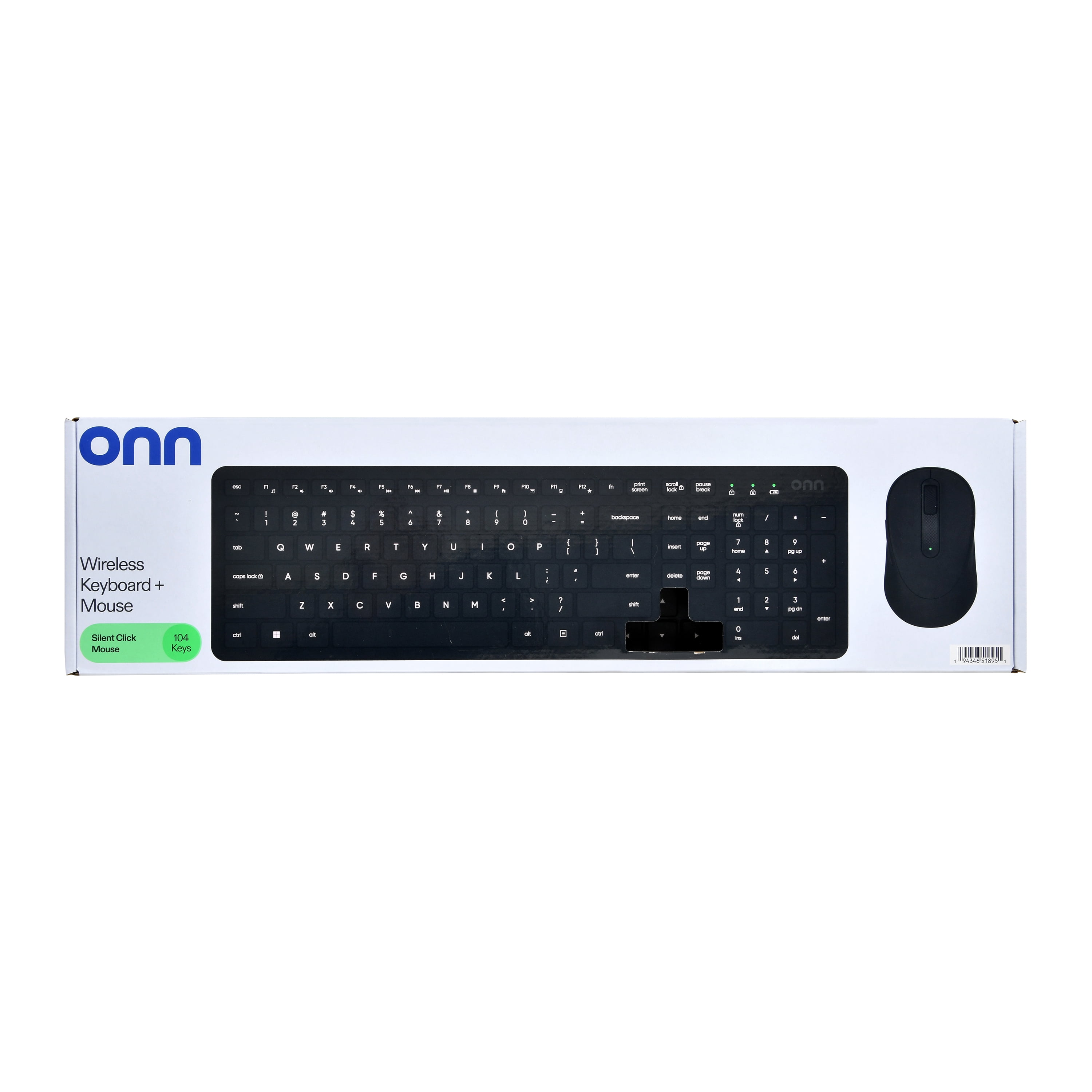 onn Wireless Keyboard and Mouse Combo, 104-Key Gray Stone Set