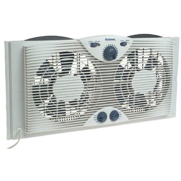 HOLMES Dual 8" Blade Twin Window Fan with Manual Controls, 3 Speed