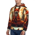 thumbnail image 3 of Pofeuu Maple Leaf Meditating Fox Print Mens Casual Hooded Collar Drawstring Hoodies Pullover Sweatshirts Casual Long Sleeve Shirts-4X-Large, 3 of 7
