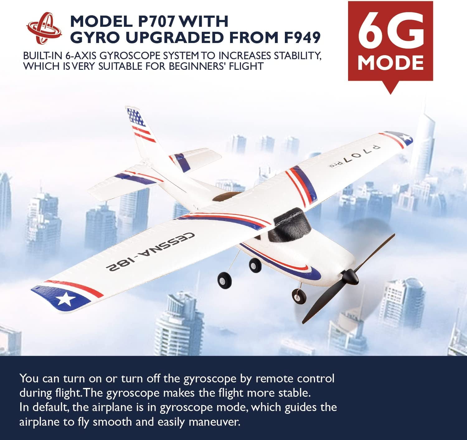New P707 PRO 3Ch RC Airplane with GYRO, Fixed Wing Plane Outdoor Toys with 2.4G Transmitter, Extra Battery and Propeller … (Regular)