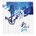 thumbnail image 3 of Ambesonne Anchor Shower Curtain, Nautical Wheel Ocean, 69"Wx84"L, Blue and White, 3 of 5