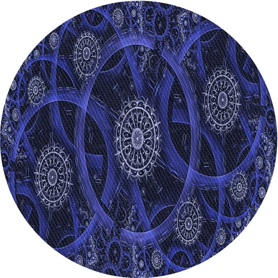 Ahgly Company Indoor Round Patterned Night Blue Area Rugs, 6' Round