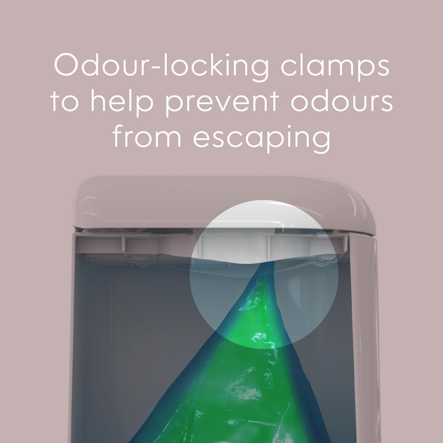 Diaper Genie Essence Diaper Pail, White, Odour-Locking Clamps, 9 Easy Roll bags / holds up to 423 diapers