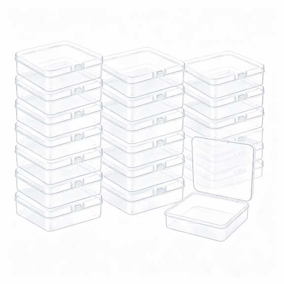 XIBUFE 17 Pack Clear Plastic Storage Boxes with Lids,3" Square Organizer Containers for Crafts,Jewelry