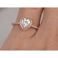 thumbnail image 6 of HeartsAndYou 1ct Heart Cut Moissanite Engagement Ring for Women 18k Rose Gold Over Silver Halo Heart Shape, 6 of 8