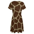 thumbnail image 5 of Giraffe Skin Print Sundress Short Sleeve Dress Summer Women Clothes Dress for Women Dresses, 5 of 7