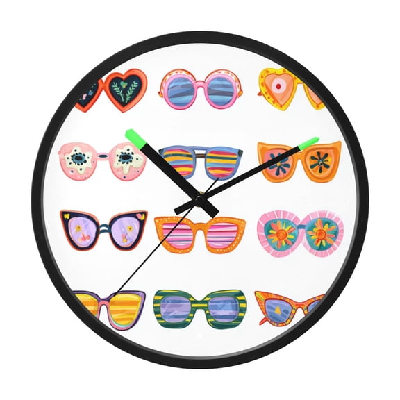 Indoor 12' Voice-Activated Luminous Decoration Wall Clock With LED Night Light Sunglasses Seamless Illustration