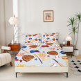 thumbnail image 2 of Manfei Baseball Fitted Sheet Full, Sport Gamer Bed Set, Blue Red 3-Piece, 1 Fitted Sheet and 2 Pillowcases, 2 of 6