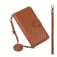 thumbnail image 3 of Zipper Lattice Brown Artificial Leather Sheath Phone Case For Samsung S23 S22 S21 Ultra / S23 S22 S21 S20 Plus / S23 S22 S21 S20 / A52 / A71 / A72 / A22 / A32 / A21S / S20 FE / S10 Plus / Note 10 20 /, 3 of 5
