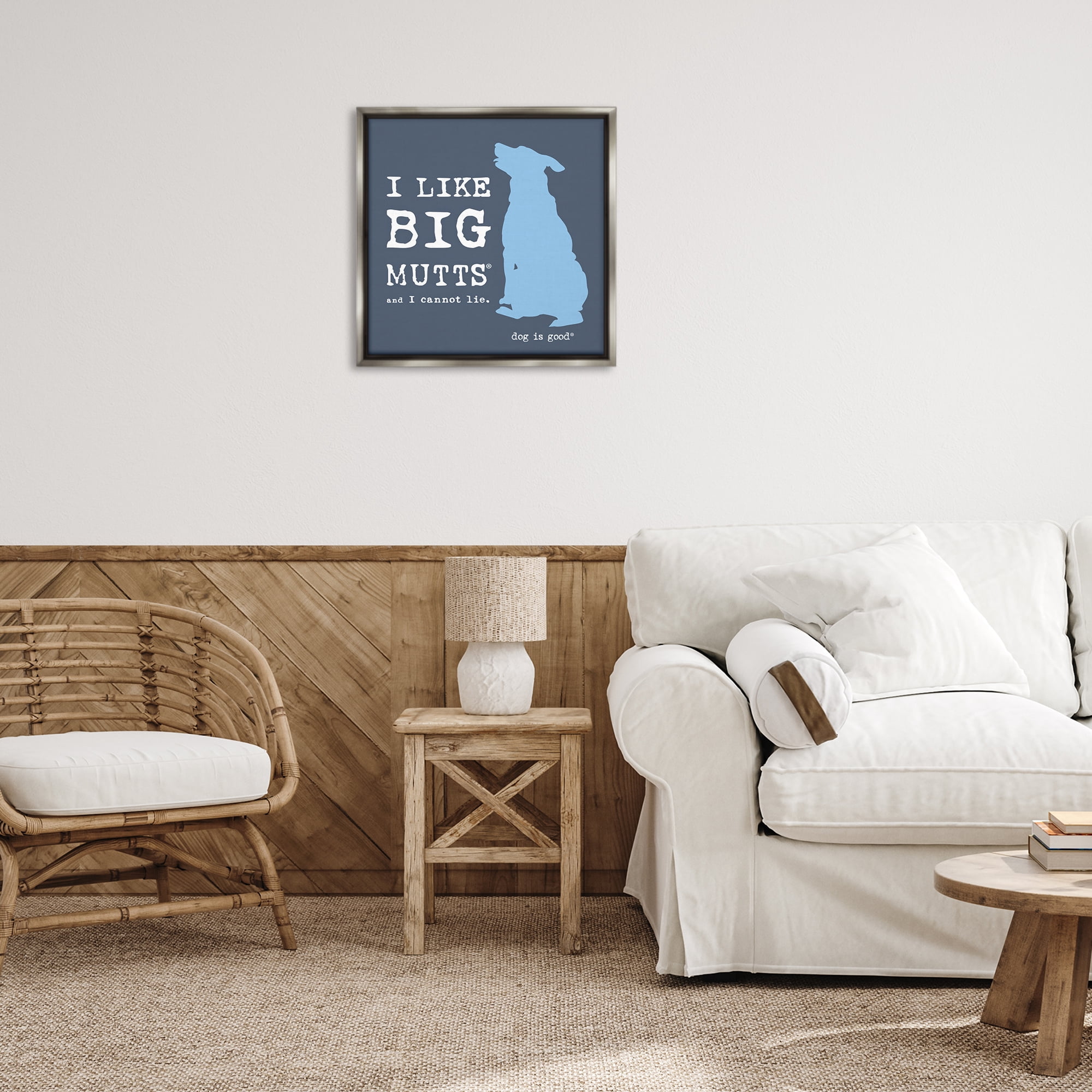Stupell Industries Like Big Mutts Pet Humor Animals Painting Gray Floater Framed Canvas Art Print Wall Art, 25 x 25