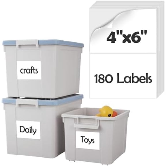 180Pcs 4"x6" Removable Labels for Storage Bins, No Residue Large Storage Bin Labels, Waterproof & Oil-Resistant & Tear-Resistant Stickers for Plastic Bins, Boxes, and Cases$$Office