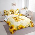 thumbnail image 3 of jejeloiu Personalized Letter X Bedding Comforter Set 7-Piece,Gold Monogrammed Theme King Bedding Sets,Sunflower Floral Flower Bed Sheets For Girl Teens,Ultra Soft Bedroom Decor Reversible, 3 of 8