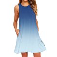 thumbnail image 1 of B91xZ Robes Printemps Été Robe Courte Sans Manches Col en V Florale de Fête avec Poches, Bleu Clair m, 1 of 4