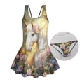 thumbnail image 6 of Uourmeti Girls' Floral Crown White Horse Print Skirted One-Piece Swimsuit - Soft Stretchy Quick Dry Swim Dress for Beach & Pool Vacation, 6 of 8