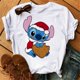 thumbnail image 1 of Camiseta navideña con dibujos animados de Lilo y Stitch para mujer, remera con estampado de Stitch, playera de manga corta con estampado Y2k, camisetas de calle para mujer, 1 of 5