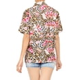 thumbnail image 3 of LA LEELA Hawaiian Shirts Womens Casual Summer Beach Party Blouse Shirt Open Front Leopard Print Blouses Short Sleeve Dress Shirts Dresses for Women M Ditsy Floral, Multicoloured, 3 of 4