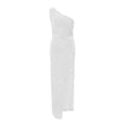 thumbnail image 6 of HXWCHs Elegant Sequin One Shoulder Bodycon Midi Dress Sparkling Evening Formal Attire Party Gown for Women White M, 6 of 6