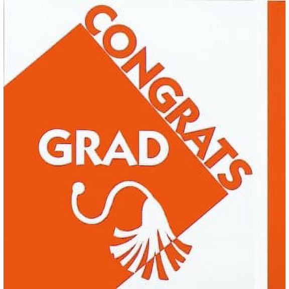 New Grad Orange Beverage Napkins 36 Per Pack