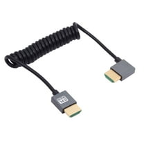 FVH HDMI 2.1 Male to HDMI Male 8K 60hz Stretch Coiled Cable Right Angled 90 Degree for HDTV Computer Laptop Monitor