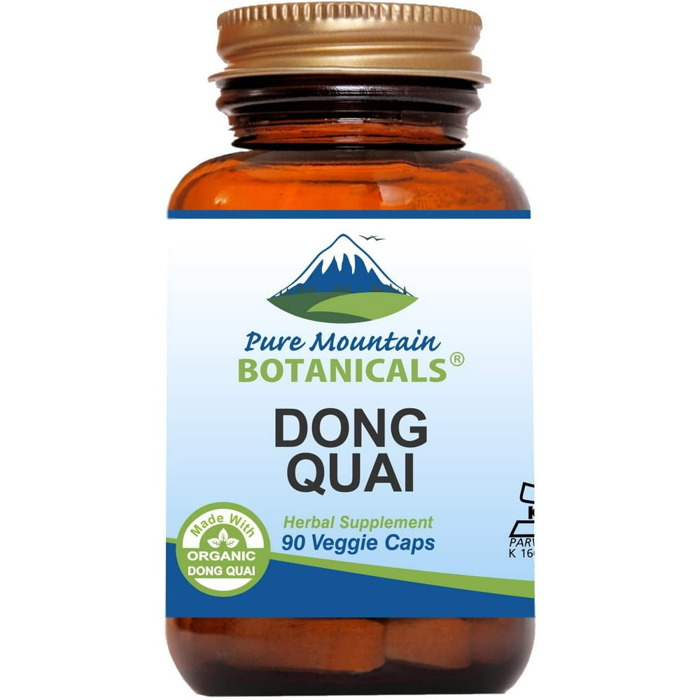 Dong Quai Root Capsules Kosher Vegan Herbal Supplements Brown Glass