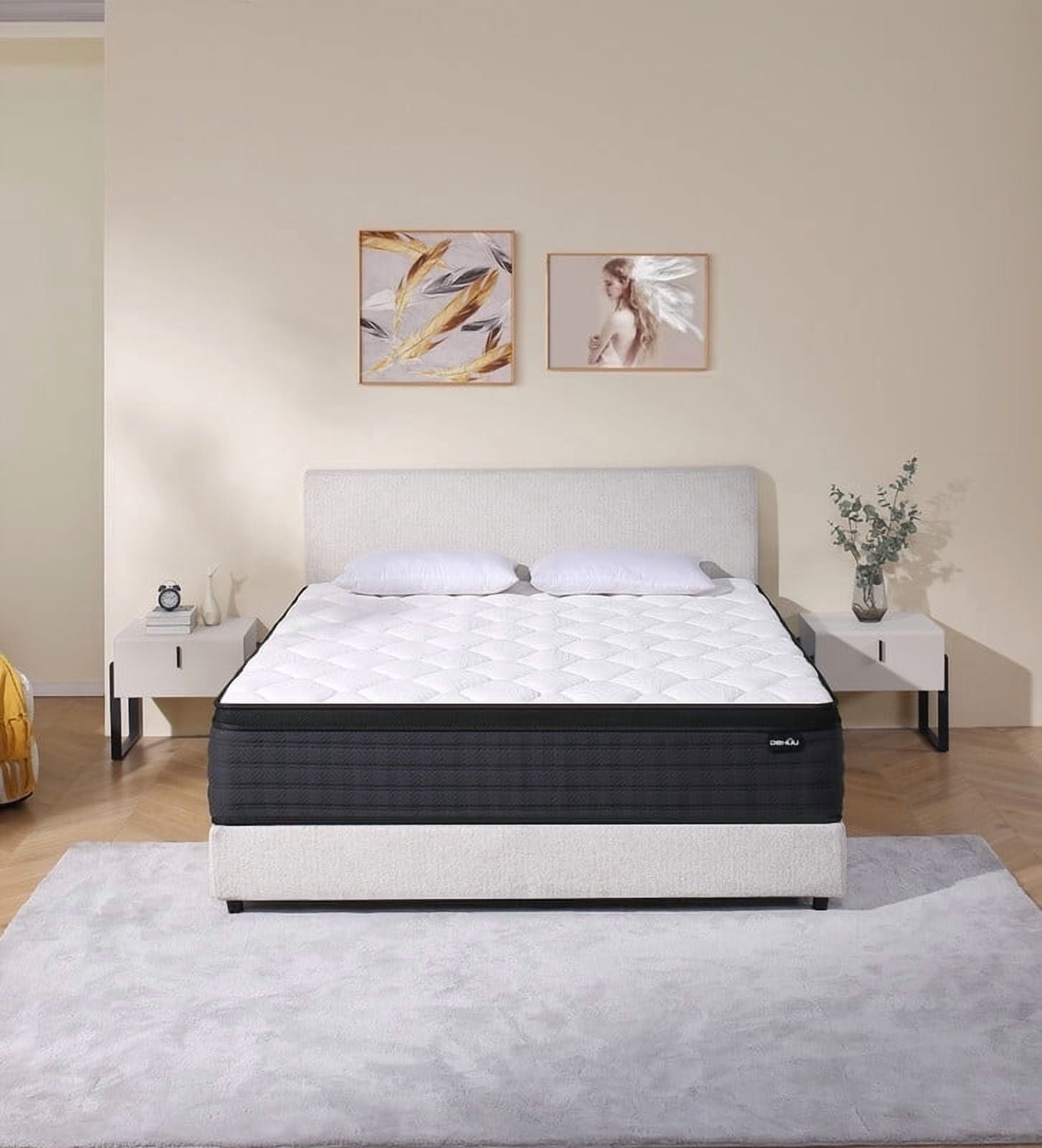 DEHIJU Queen Size Mattress, 12 Inch Hybrid Memory Foam Queen Mattress in a Box, Pressure Relief, Medium Firm, CertiPUR-US