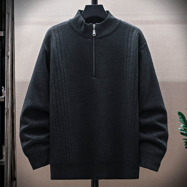 Blusa y camisa de manga larga con cuello alto para hombre, jersey deportivo de manga larga con bolsillo y cuello alto de color liso a la moda, sudadera de poliéster para hombre.