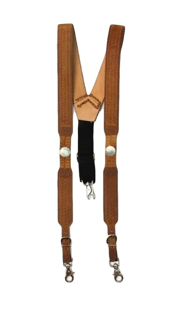 Nocona Western Mens Suspenders Galluse Leather Buffalo Nickel Black N8512001 