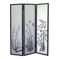 thumbnail image 2 of 70" Tall 3-Panel Screen / Room Divider, Floral Design with Black finish, 2 of 2