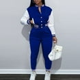 Women Autumn Baseball Suit Jumpsuit Dressy Two Piece Set Solid Rompers