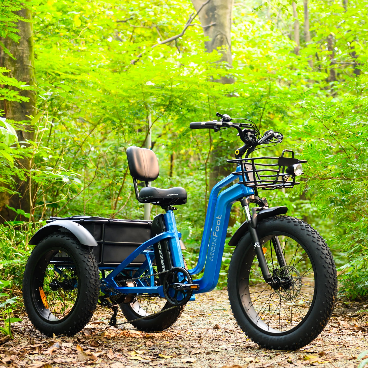 MAXFOOT MF32 Electric Tricycle for Adults, 750W Rear Drive Motor 3 Wheel Electric Bicycle with Suspension Fork, 85 Miles, 48V 20Ah UL Certified Battery, Fat Tire Electric Trike with Rear Differential