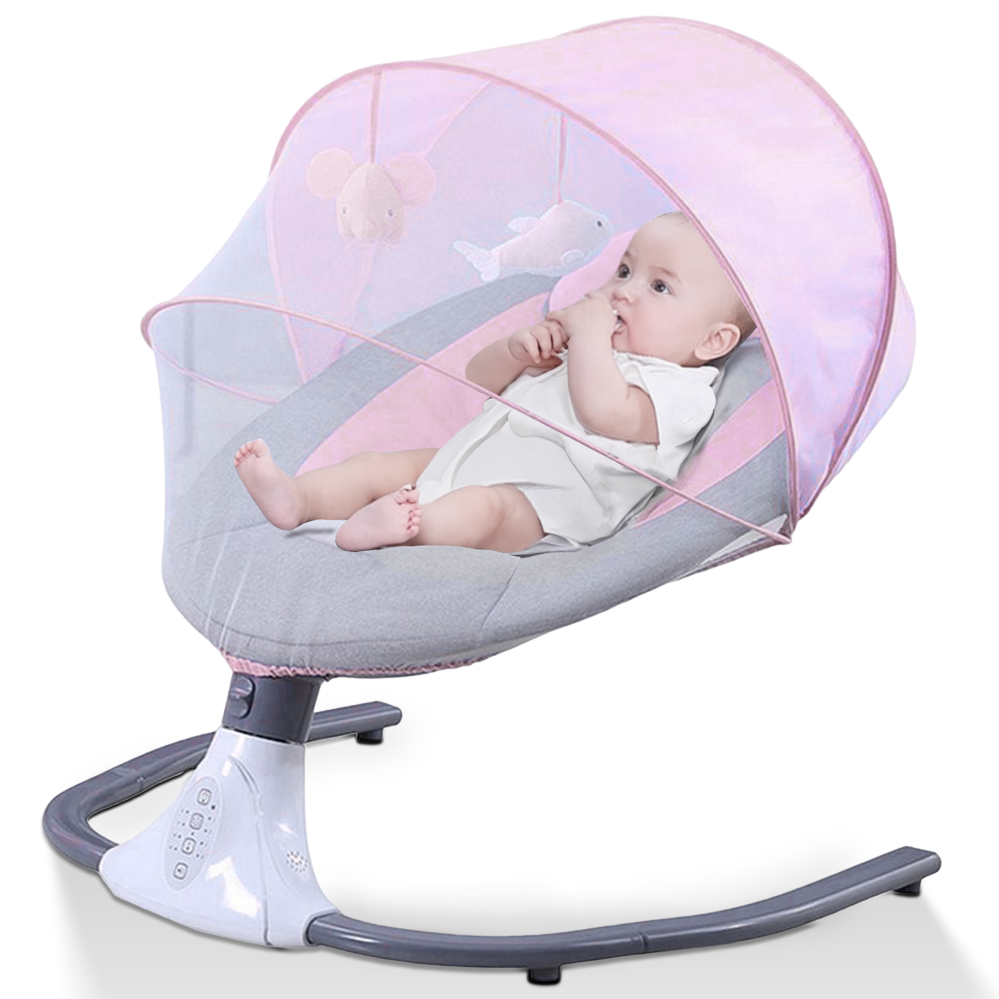 JOJOLAM Baby Swing, Electric Infant Bouncer with 12 Lullabies