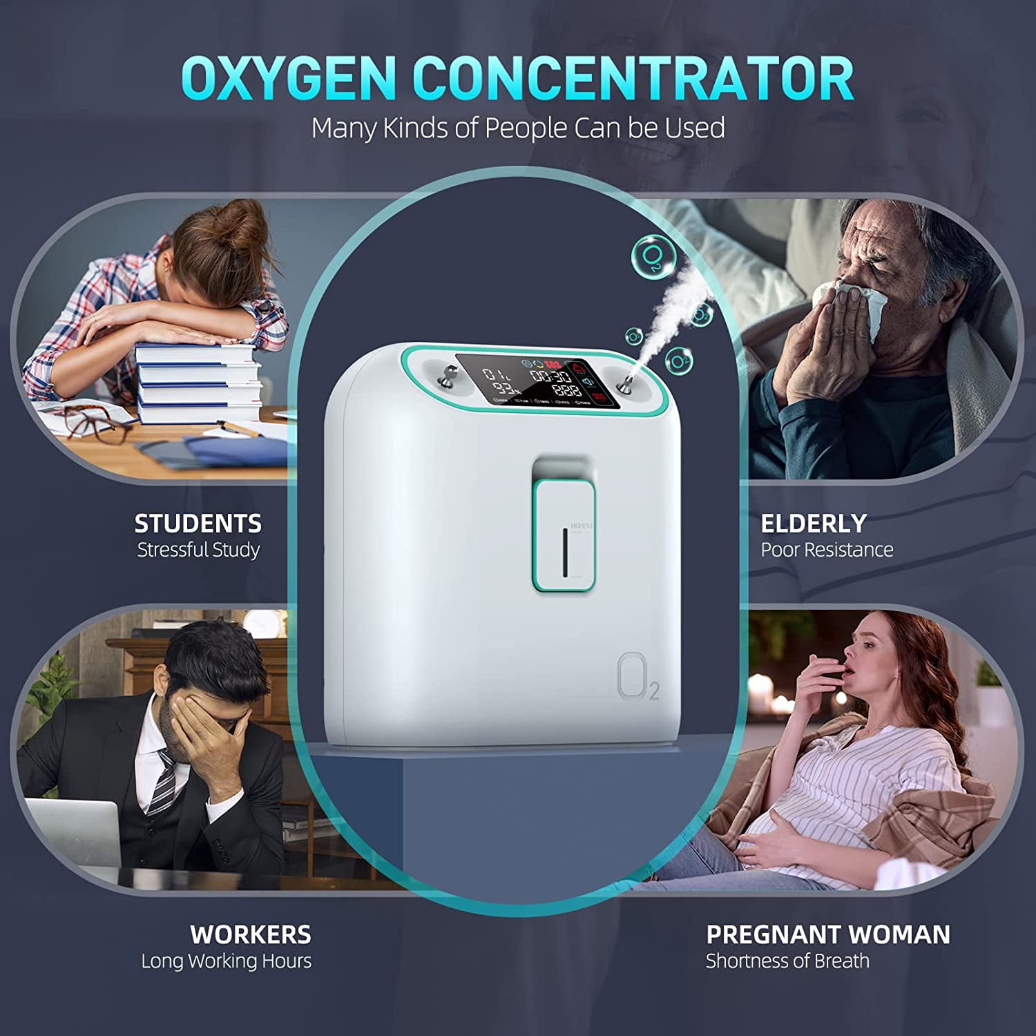 Household1-8L oxygen tube machine with Oxygen Masks