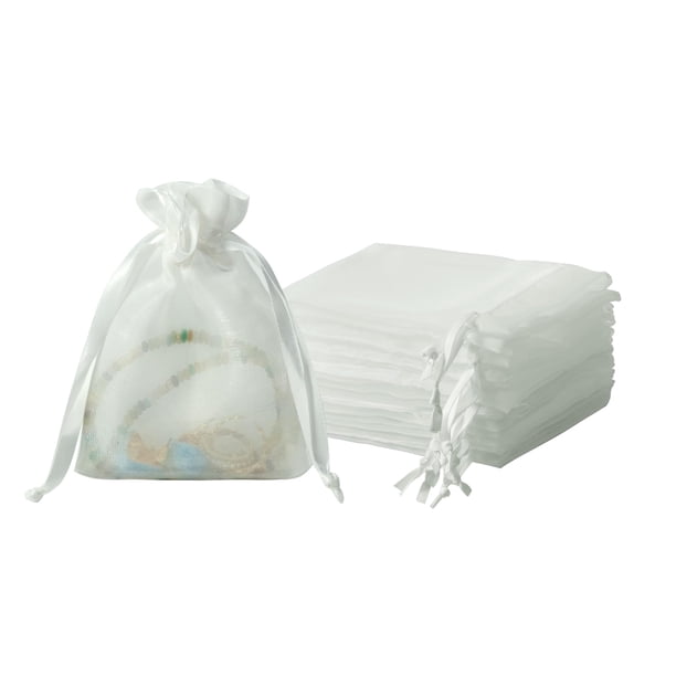 Bolsas de Organza QIANF Blancas 10x15 cm para Recuerdos de Boda 20 Piezas