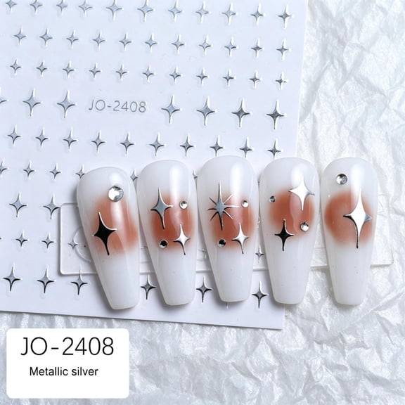 3D Star Nail Art Stickers, Self-Adhesive Metal Star Nail Decals, DIY Glam Nail Art Accessories for Women