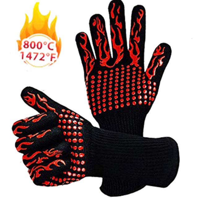 Guantes para barbacoa resistentes al calor extremo Guantes de cocina-rojo ZefeiWu 8390614866980