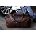 thumbnail image 2 of Leather Travel Bag ,Weekender Overnight Bag Leather Large Carry On Bag Travel Tote Duffel Bag for Men & Women (Dark Brown), 2 of 5