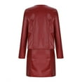 thumbnail image 5 of Mifsaly Burgundy Leather Dress Women 2 Piece Faux Leather Jacket and Pencil Skirt formal Business Dresss Set Bodycon Work Matching Outfits Fashion Workwear M, 5 of 6