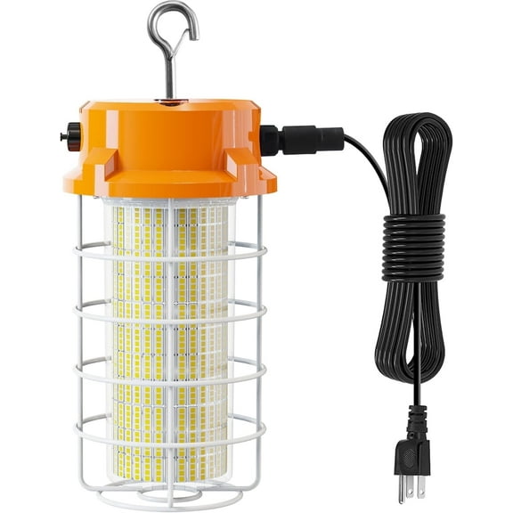120W LED Temporary Work Light, 18000LM, Portable Lights with Stainless Steel Guard Hook