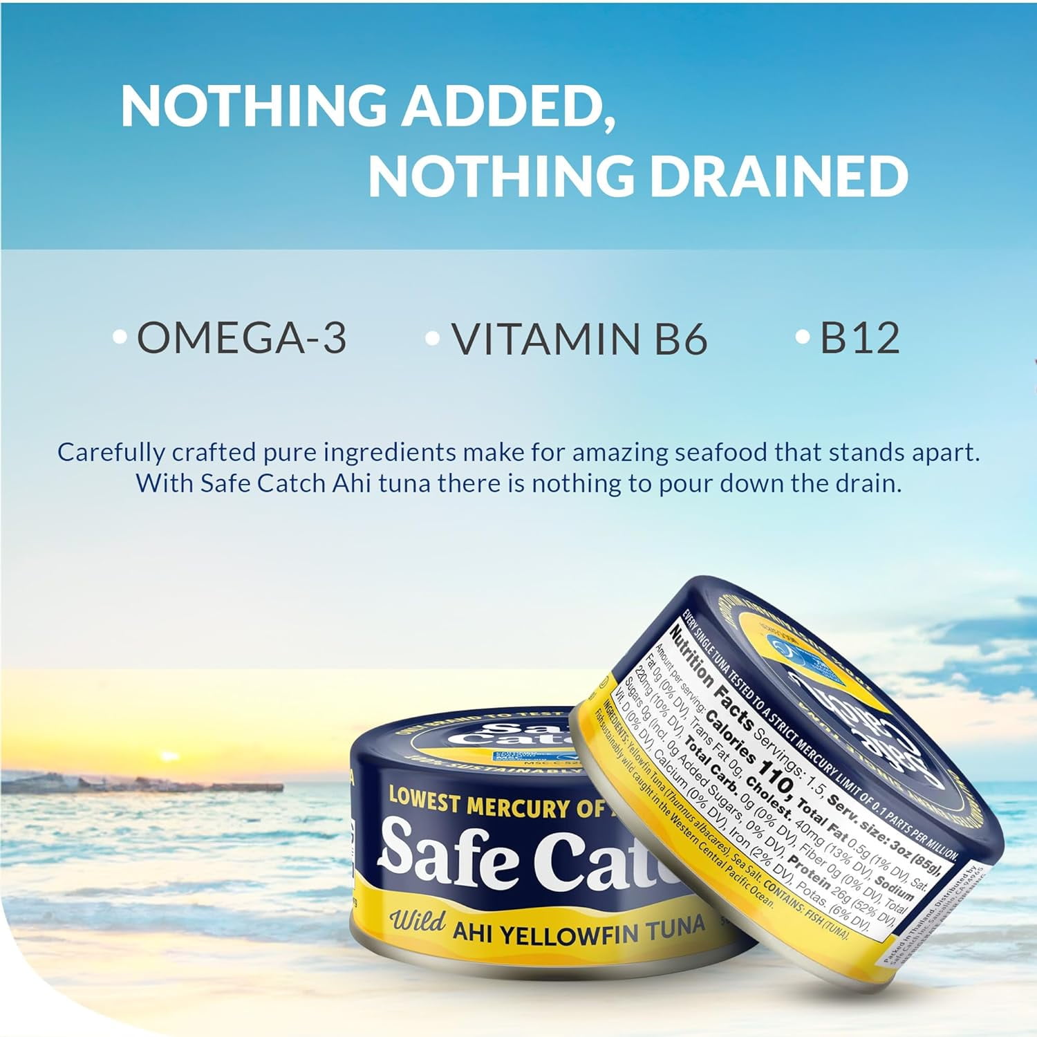 Safe Catch Wild Ahi Yellowfin Tuna, 3 Pack, 5 oz Cans – Low-Mercury, High-Protein Canned Tuna