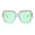 thumbnail image 2 of Thick Plastic Foil Engraving Bling Rectangular Butterfly Sunglasses Green, 2 of 4