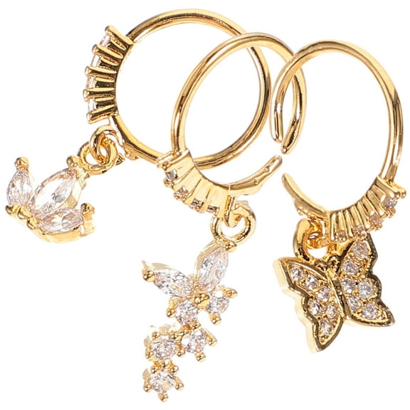 Baluue 3Pcs Nose Piercing Jewelry Stainless Steel Dangle Design Skin Friendly Assorted Color